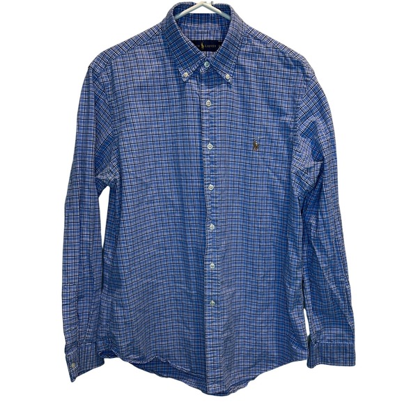 Ralph Lauren Men's Large Blue Plaid Long Sleeve Button Down Shirt Classic Fit - Picture 2 of 4